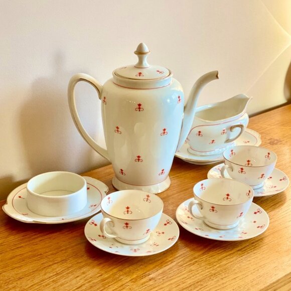 Vintage 1928 Sorau Art Deco Porcelain Coffee Set - Picture 1 of 16